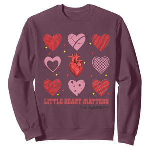 Congenital Heart Disease CHD Awareness Sweatshirt Little Heart Matters TS11 Maroon Print Your Wear