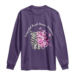 CHD Awareness Long Sleeve Shirt Congenital Heart Disease Awareness Floral Rib Cage TS11 Purple Print Your Wear