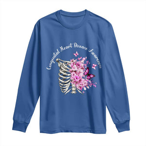 CHD Awareness Long Sleeve Shirt Congenital Heart Disease Awareness Floral Rib Cage TS11 Royal Blue Print Your Wear