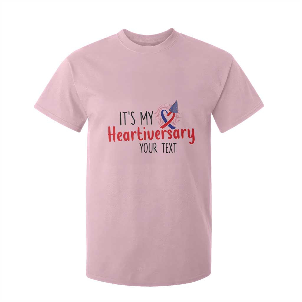 Personalized CHD Awareness Heart Anniversary T Shirt For Kid Custom Text It's My Heartiversary TS11 Light Pink Print Your Wear