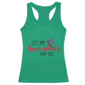 Personalized CHD Awareness Heart Anniversary Racerback Tank Top Custom Text It's My Heartiversary TS11 Irish Green Print Your Wear