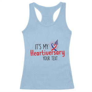 Personalized CHD Awareness Heart Anniversary Racerback Tank Top Custom Text It's My Heartiversary TS11 Light Blue Print Your Wear