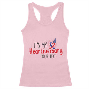 Personalized CHD Awareness Heart Anniversary Racerback Tank Top Custom Text It's My Heartiversary TS11 Light Pink Print Your Wear