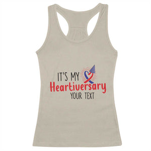 Personalized CHD Awareness Heart Anniversary Racerback Tank Top Custom Text It's My Heartiversary TS11 Sand Print Your Wear