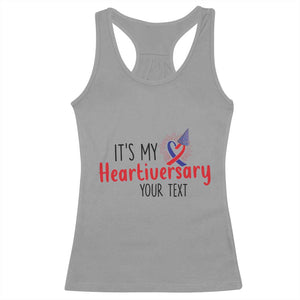 Personalized CHD Awareness Heart Anniversary Racerback Tank Top Custom Text It's My Heartiversary TS11 Sport Gray Print Your Wear