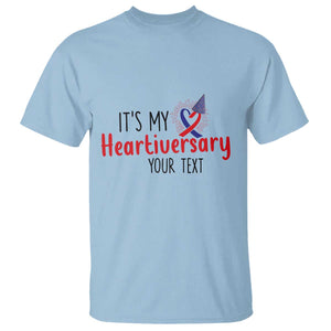 Personalized CHD Awareness Heart Anniversary T Shirt Custom Text It's My Heartiversary TS11 Light Blue Print Your Wear