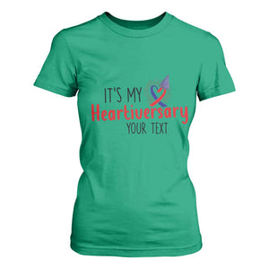 Personalized CHD Awareness Heart Anniversary T Shirt For Women Custom Text It's My Heartiversary TS11 Irish Green Print Your Wear