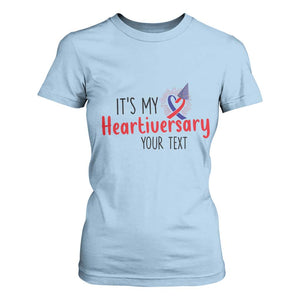 Personalized CHD Awareness Heart Anniversary T Shirt For Women Custom Text It's My Heartiversary TS11 Light Blue Print Your Wear