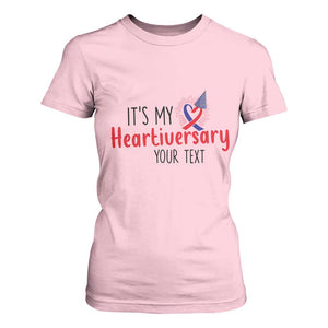 Personalized CHD Awareness Heart Anniversary T Shirt For Women Custom Text It's My Heartiversary TS11 Light Pink Print Your Wear