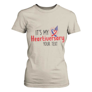 Personalized CHD Awareness Heart Anniversary T Shirt For Women Custom Text It's My Heartiversary TS11 Sand Print Your Wear