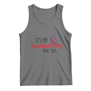 Personalized CHD Awareness Heart Anniversary Tank Top Custom Text It's My Heartiversary TS11 Black Heather Print Your Wear