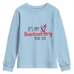 Personalized CHD Awareness Heart Anniversary Youth Sweatshirt Custom Text It's My Heartiversary TS11 Light Blue Print Your Wear