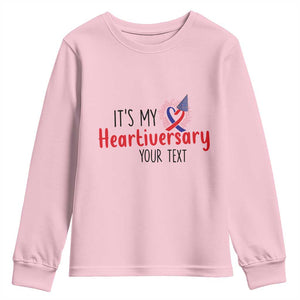 Personalized CHD Awareness Heart Anniversary Youth Sweatshirt Custom Text It's My Heartiversary TS11 Light Pink Print Your Wear