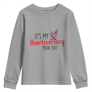 Personalized CHD Awareness Heart Anniversary Youth Sweatshirt Custom Text It's My Heartiversary TS11 Sport Gray Print Your Wear