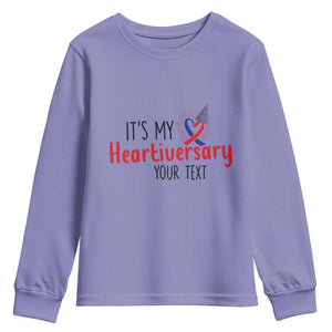 Personalized CHD Awareness Heart Anniversary Youth Sweatshirt Custom Text It's My Heartiversary TS11 Violet Print Your Wear