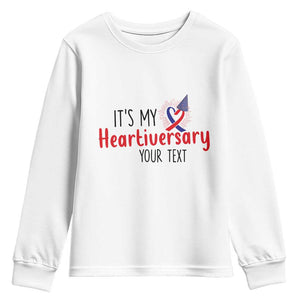 Personalized CHD Awareness Heart Anniversary Youth Sweatshirt Custom Text It's My Heartiversary TS11 White Print Your Wear