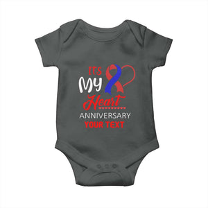 Personalized CHD Awareness Baby Onesie Custom Text It's My Heart Anniversary TS11 Dark Heather Print Your Wear