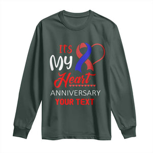 Personalized CHD Awareness Long Sleeve Shirt Custom Text It's My Heart Anniversary TS11 Dark Forest Green Print Your Wear