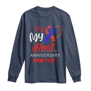 Personalized CHD Awareness Long Sleeve Shirt Custom Text It's My Heart Anniversary TS11 Navy Print Your Wear