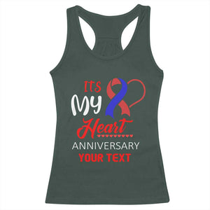 Personalized CHD Awareness Racerback Tank Top Custom Text It's My Heart Anniversary TS11 Dark Forest Green Print Your Wear