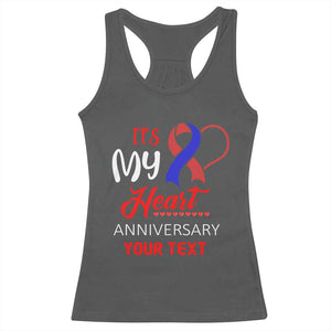 Personalized CHD Awareness Racerback Tank Top Custom Text It's My Heart Anniversary TS11 Dark Heather Print Your Wear