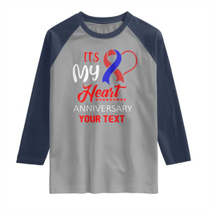 Personalized CHD Awareness Raglan Shirt Custom Text It's My Heart Anniversary TS11 Sport Gray Navy Print Your Wear