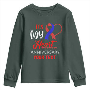 Personalized CHD Awareness Youth Sweatshirt Custom Text It's My Heart Anniversary TS11 Dark Forest Green Print Your Wear