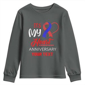 Personalized CHD Awareness Youth Sweatshirt Custom Text It's My Heart Anniversary TS11 Dark Heather Print Your Wear