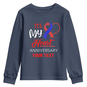 Personalized CHD Awareness Youth Sweatshirt Custom Text It's My Heart Anniversary TS11 Navy Print Your Wear