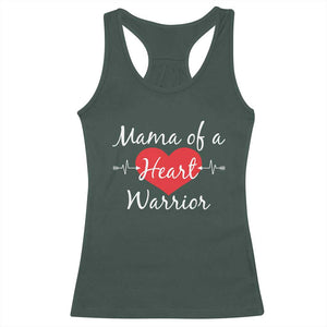 Mama Of A Heart Warrior Racerback Tank Top CHD Awareness Heart TS11 Dark Forest Green Print Your Wear