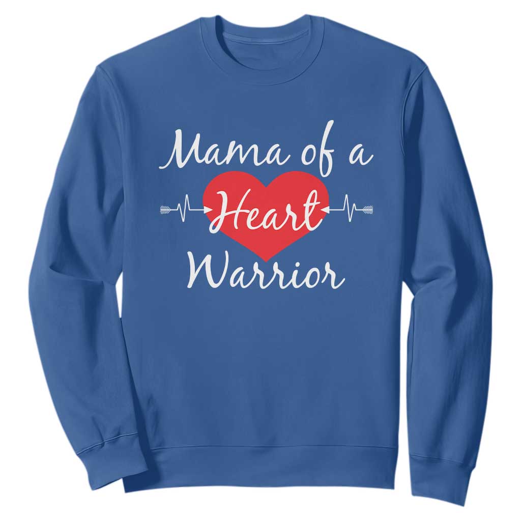 Mama Of A Heart Warrior Sweatshirt CHD Awareness Heart TS11 Royal Blue Print Your Wear