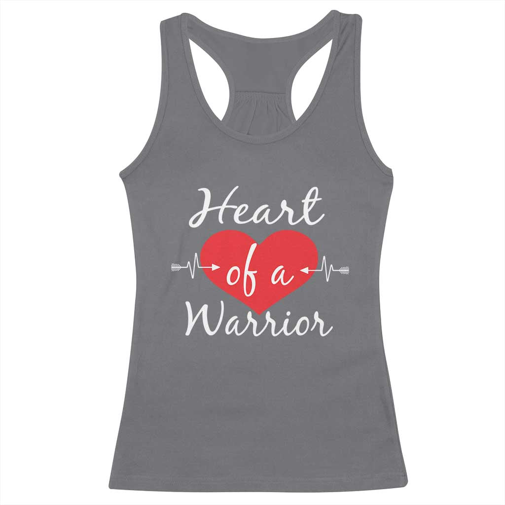 Heart Of A Warrior Racerback Tank Top CHD Awareness Heart TS11 Charcoal Print Your Wear