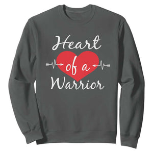Heart Of A Warrior Sweatshirt CHD Awareness Heart TS11 Dark Heather Print Your Wear