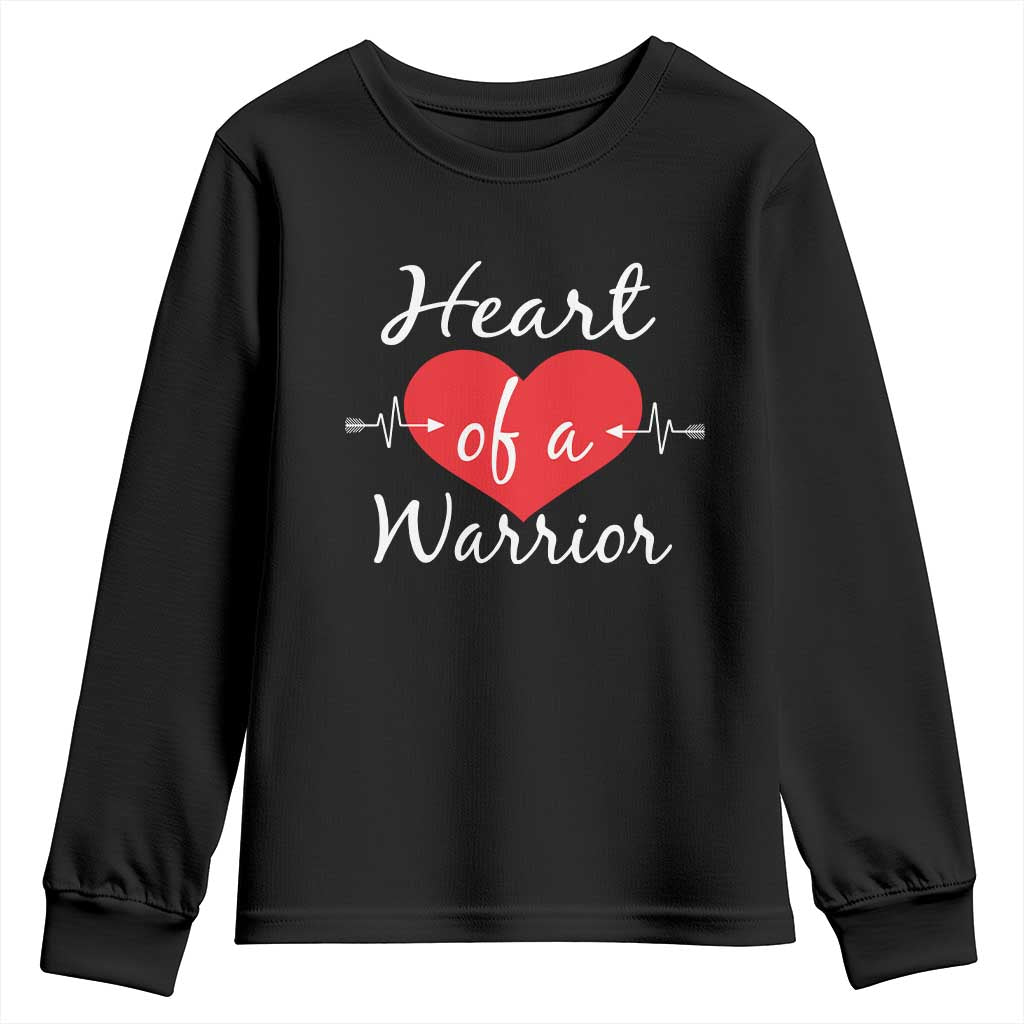 Heart Of A Warrior Youth Sweatshirt CHD Awareness Heart TS11 Black Print Your Wear