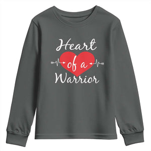Heart Of A Warrior Youth Sweatshirt CHD Awareness Heart TS11 Dark Heather Print Your Wear