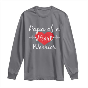 Papa Of A Heart Warrior Long Sleeve Shirt CHD Awareness Heart TS11 Charcoal Print Your Wear