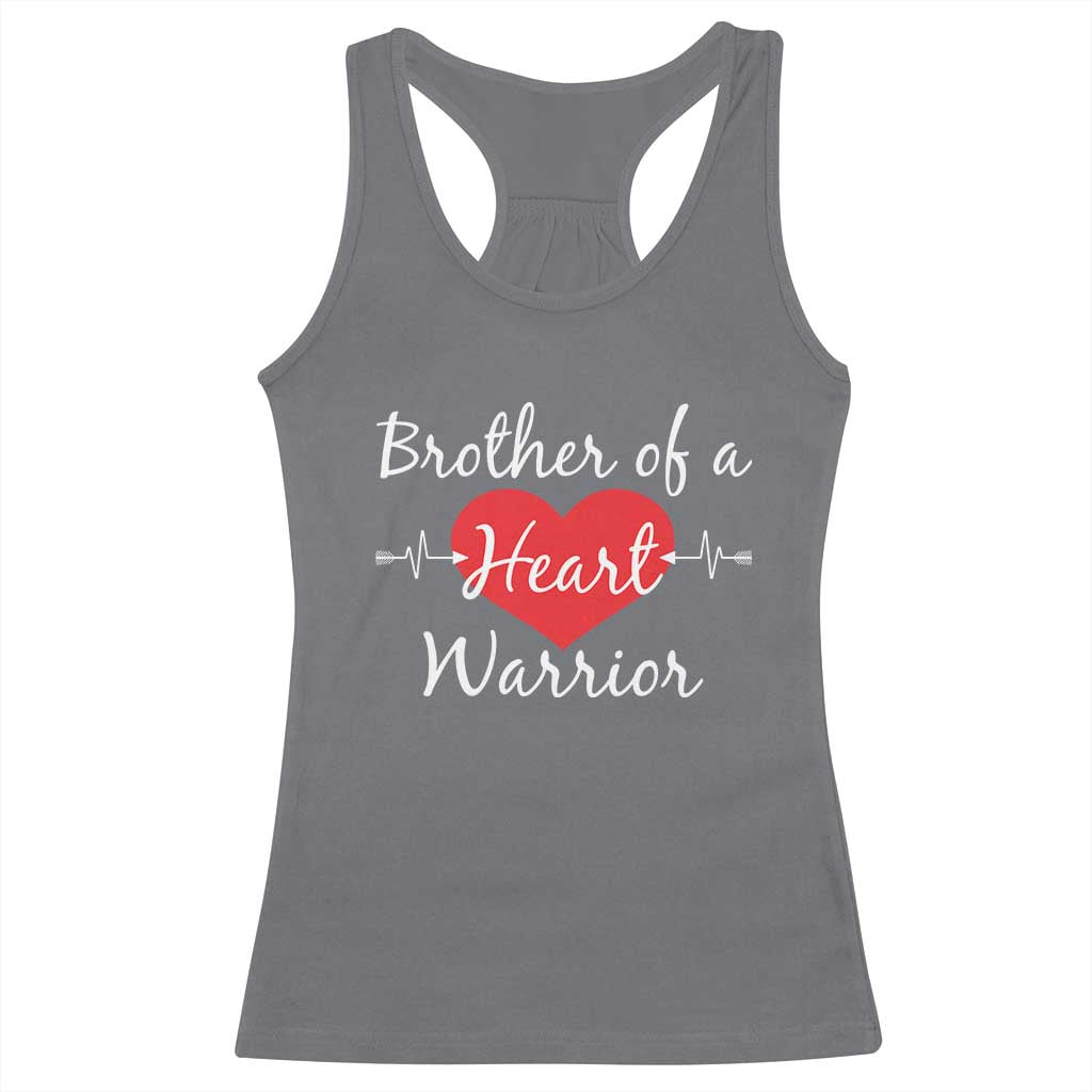 Brother Of A Heart Warrior Racerback Tank Top CHD Awareness Heart TS11 Charcoal Print Your Wear
