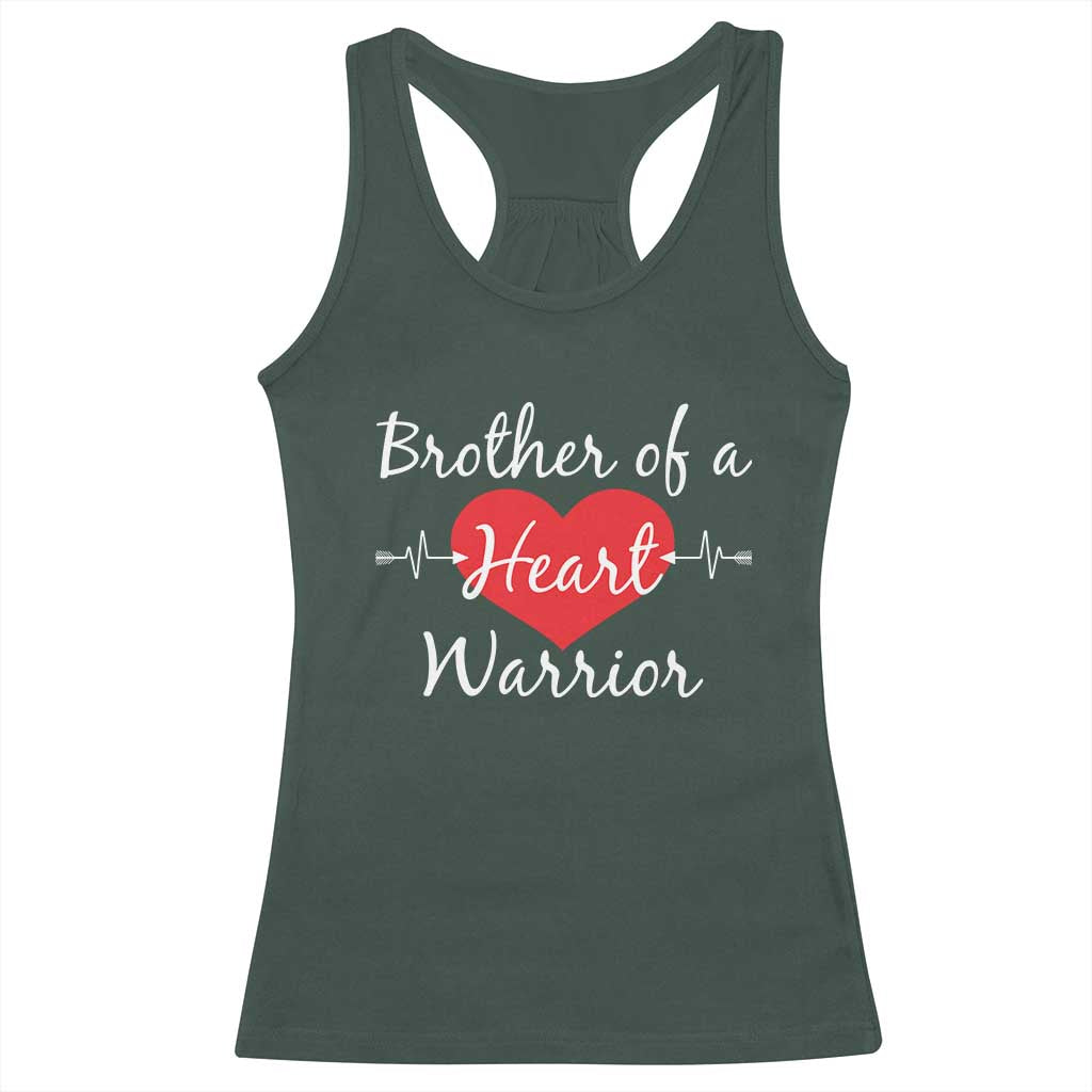 Brother Of A Heart Warrior Racerback Tank Top CHD Awareness Heart TS11 Dark Forest Green Print Your Wear