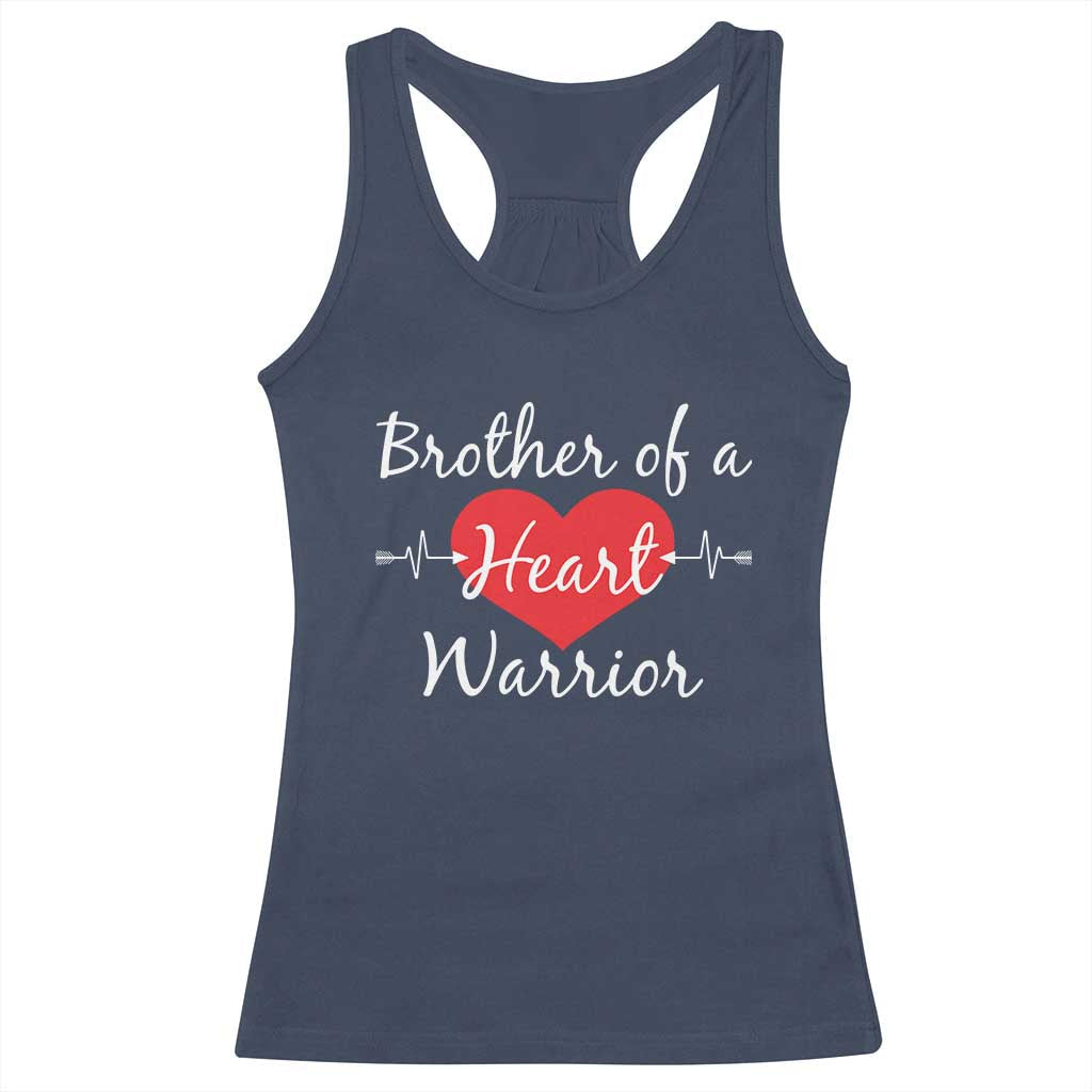 Brother Of A Heart Warrior Racerback Tank Top CHD Awareness Heart TS11 Navy Print Your Wear