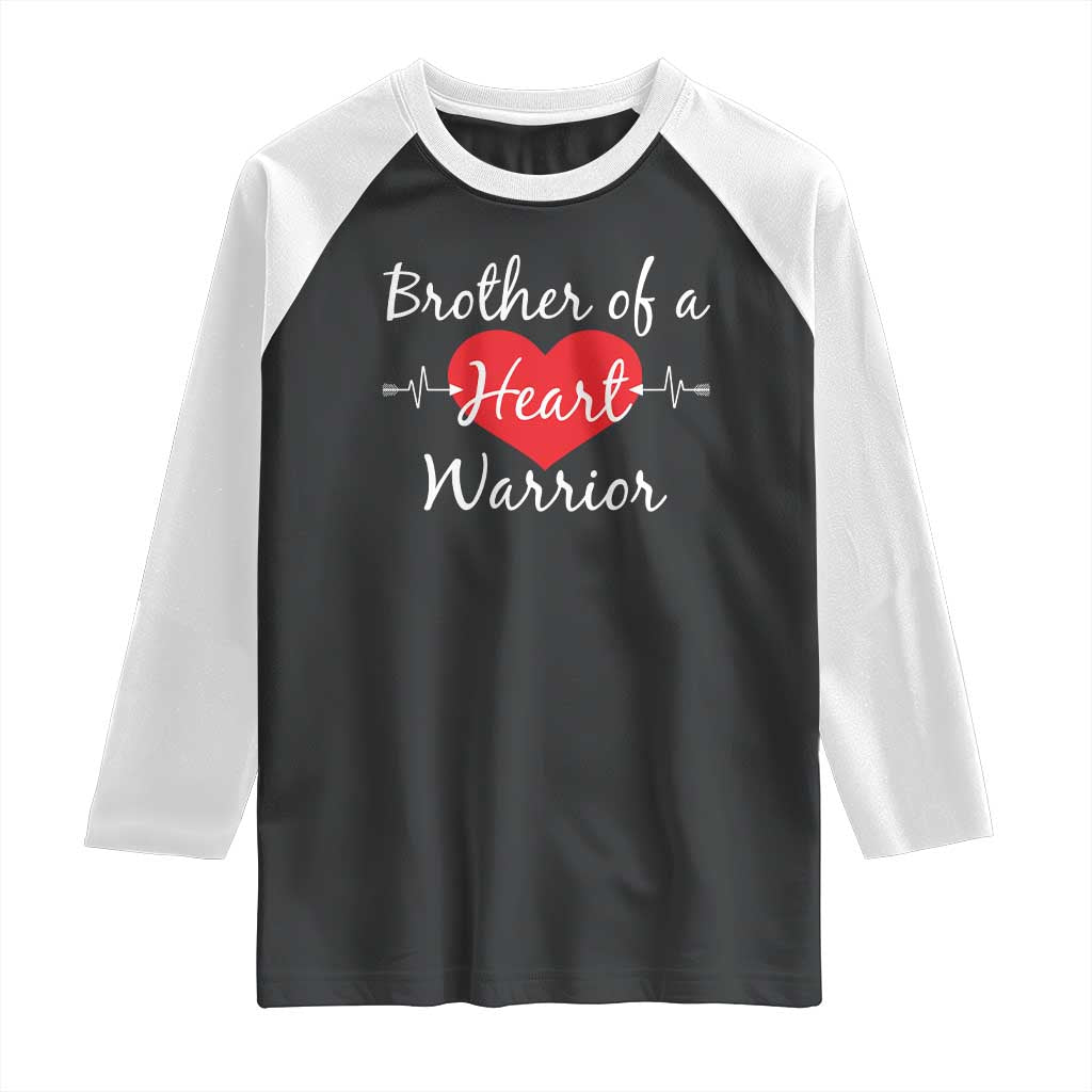 Brother Of A Heart Warrior Raglan Shirt CHD Awareness Heart TS11 Black White Print Your Wear