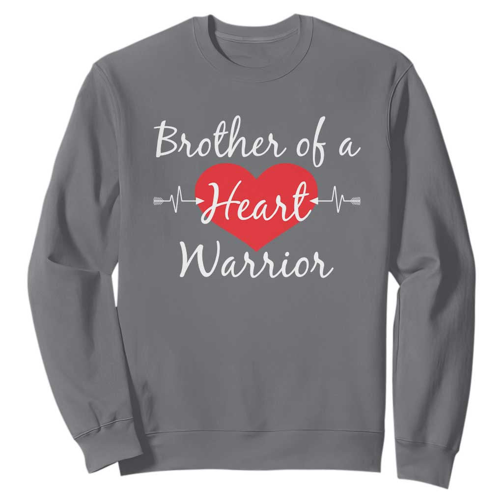 Brother Of A Heart Warrior Sweatshirt CHD Awareness Heart TS11 Charcoal Print Your Wear