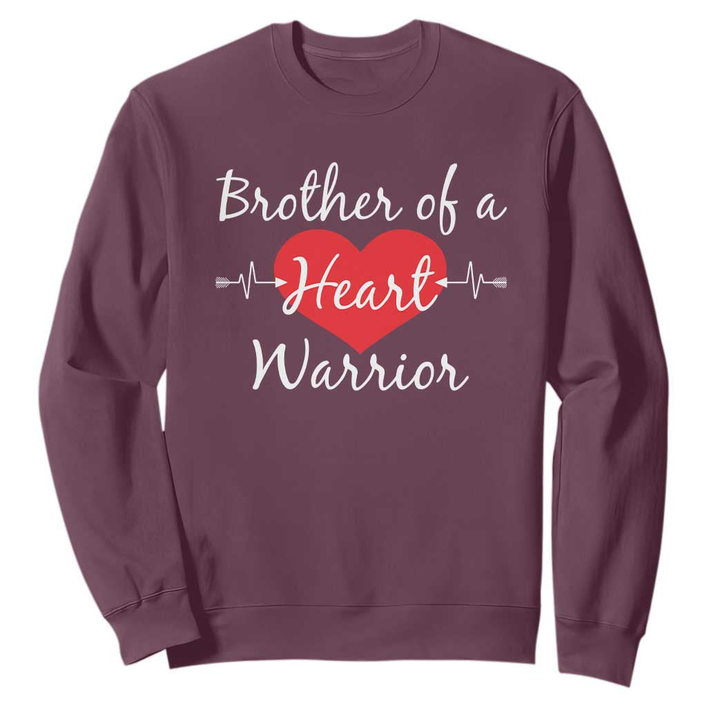 Brother Of A Heart Warrior Sweatshirt CHD Awareness Heart TS11 Maroon Print Your Wear
