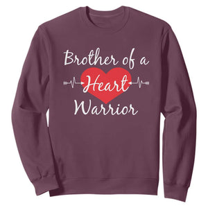 Brother Of A Heart Warrior Sweatshirt CHD Awareness Heart TS11 Maroon Print Your Wear