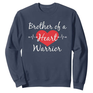 Brother Of A Heart Warrior Sweatshirt CHD Awareness Heart TS11 Navy Print Your Wear