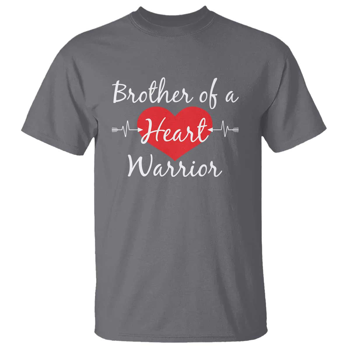 Brother Of A Heart Warrior T Shirt CHD Awareness Heart TS11 Charcoal Print Your Wear