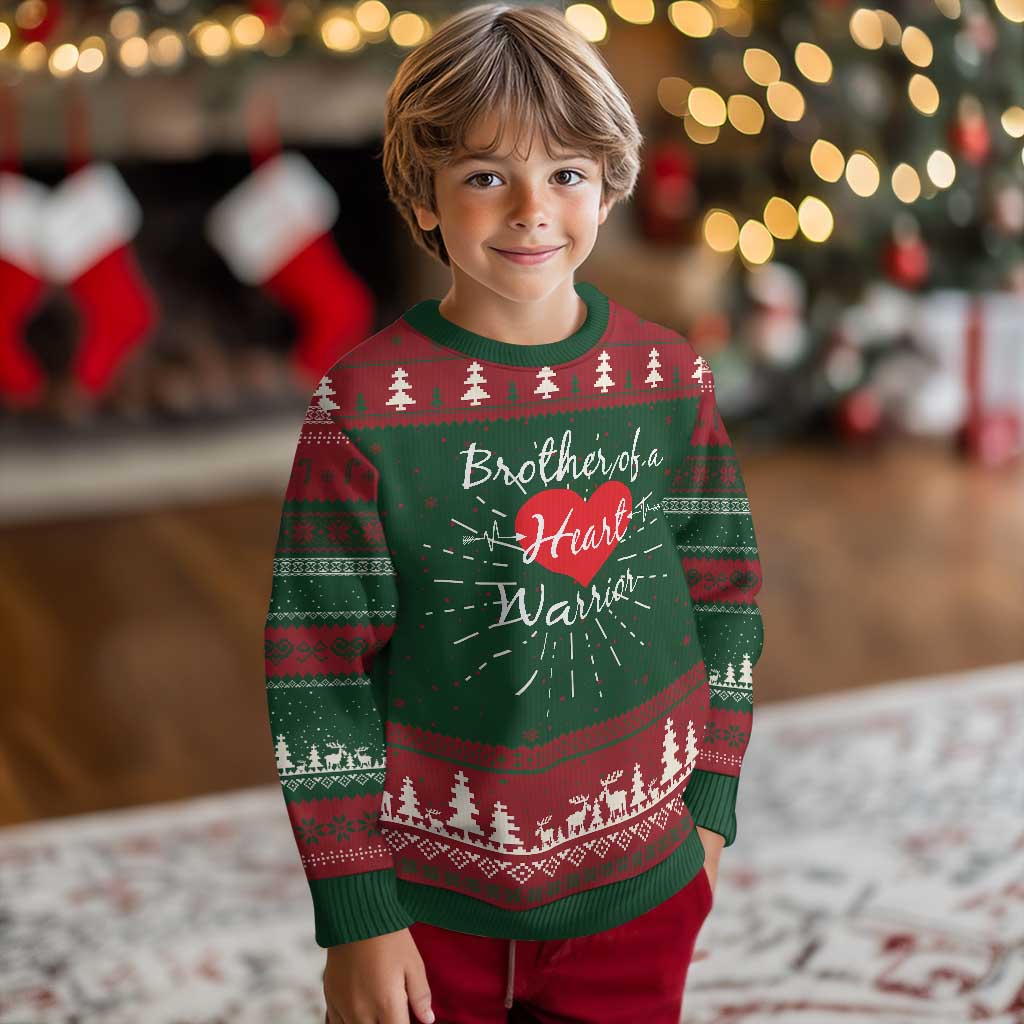 Brother Of A Heart Warrior Knit Sweatshirt CHD Awareness Heart TS11 Christmas Print Your Wear