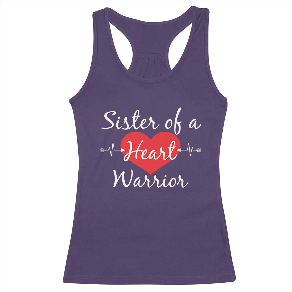 Sister Of A Heart Warrior Racerback Tank Top CHD Awareness Heart TS11 Purple Print Your Wear