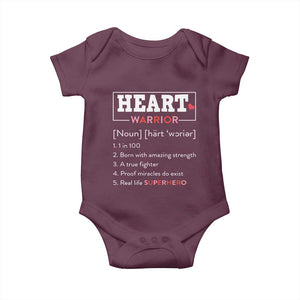 Heart Warrior Definition Baby Onesie Congenital Heart Disease CHD Awareness TS11 Maroon Print Your Wear