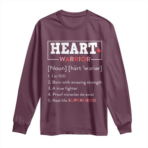 Heart Warrior Definition Long Sleeve Shirt Congenital Heart Disease CHD Awareness TS11 Maroon Print Your Wear