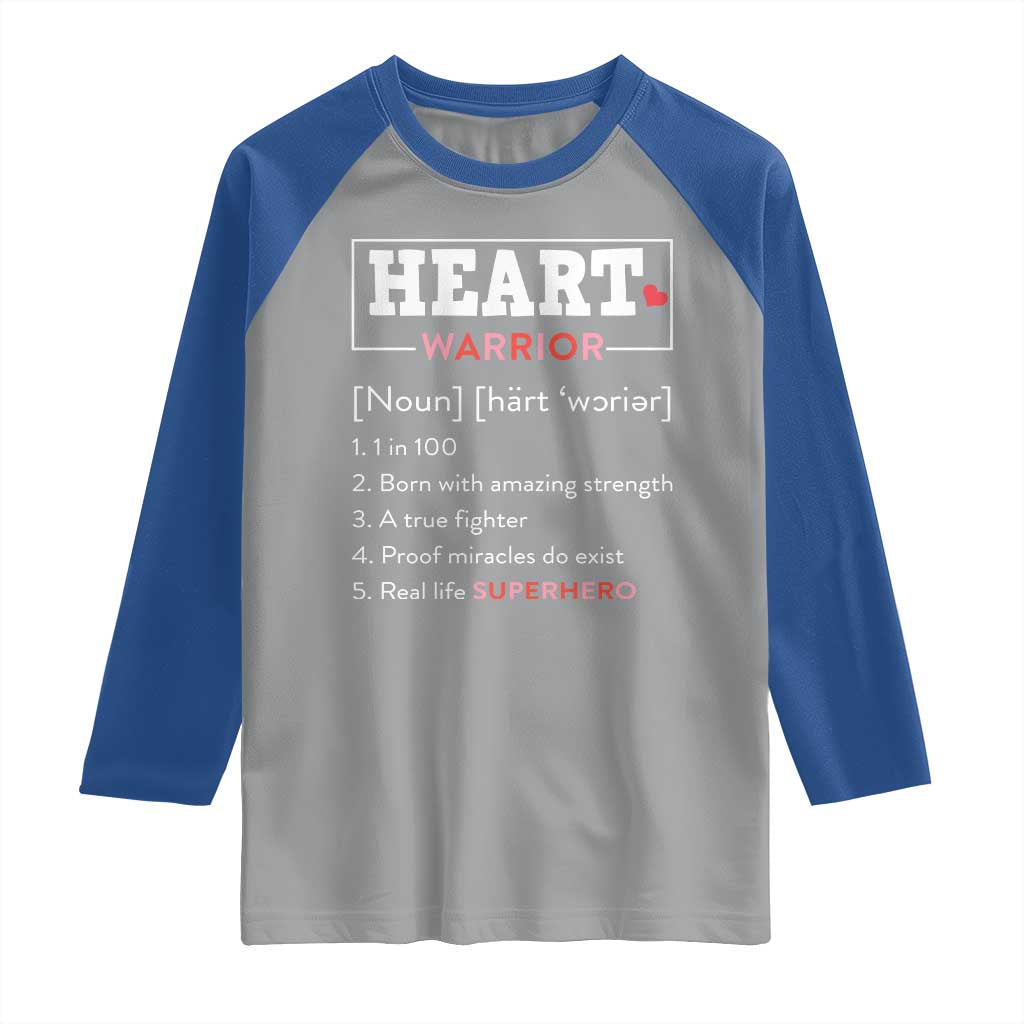 Heart Warrior Definition Raglan Shirt Congenital Heart Disease CHD Awareness TS11 Sport Gray Royal Print Your Wear